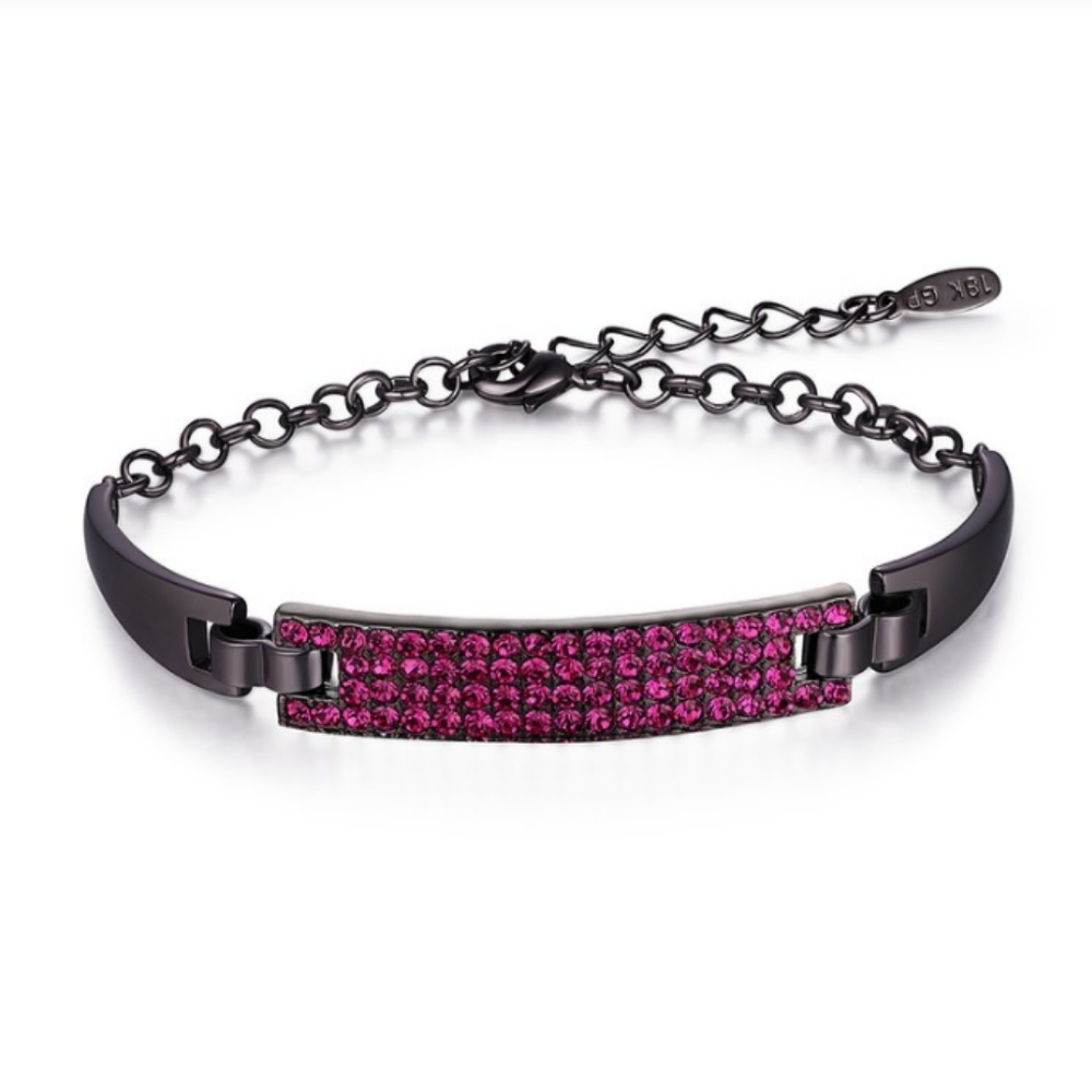 Black & Fuchsia Bracelet w/ Swarovski Crystals